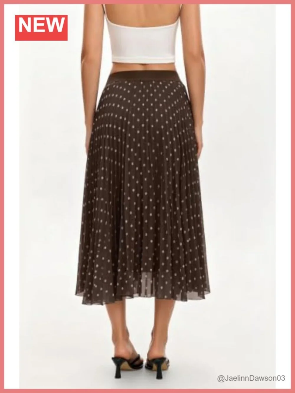 Elegant Flowy Pleated Chiffon A-Line Swing Midi Skirt Elastic Waist Soft Lining
